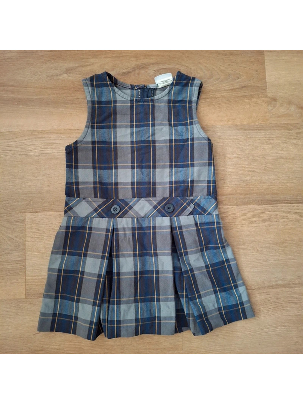 FlynnO’Hara Girls Plaid School Uniform Jumper – Navy & Gray Pleated Dress, 4t